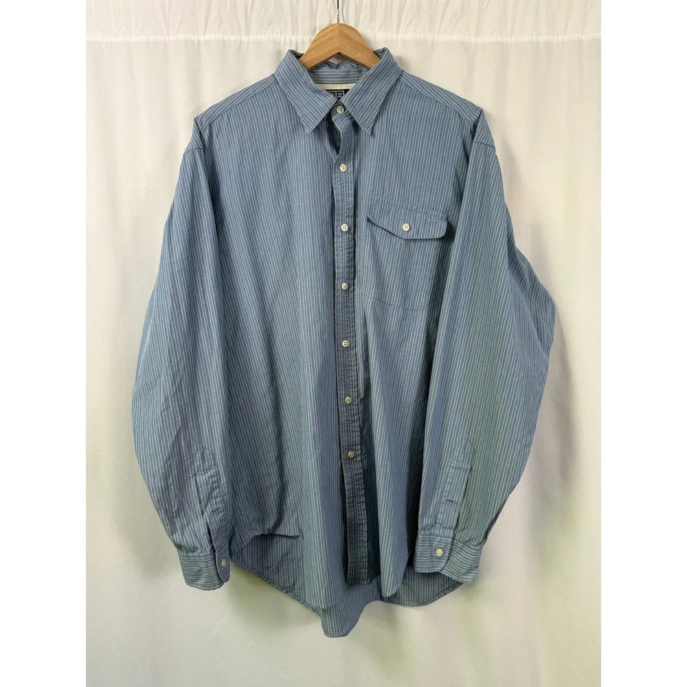 Polo Ralph Lauren Everett Striped Long Sleeve Shirt Blue White Mens‎ L